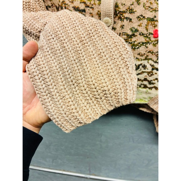 Anthropologie Cardigan Sweater Women's Medium Floral Camo Knit Button Front Flaw - Picture 5 of 12